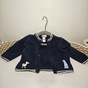 Janie and Jack Navy Cardigan with White Trim